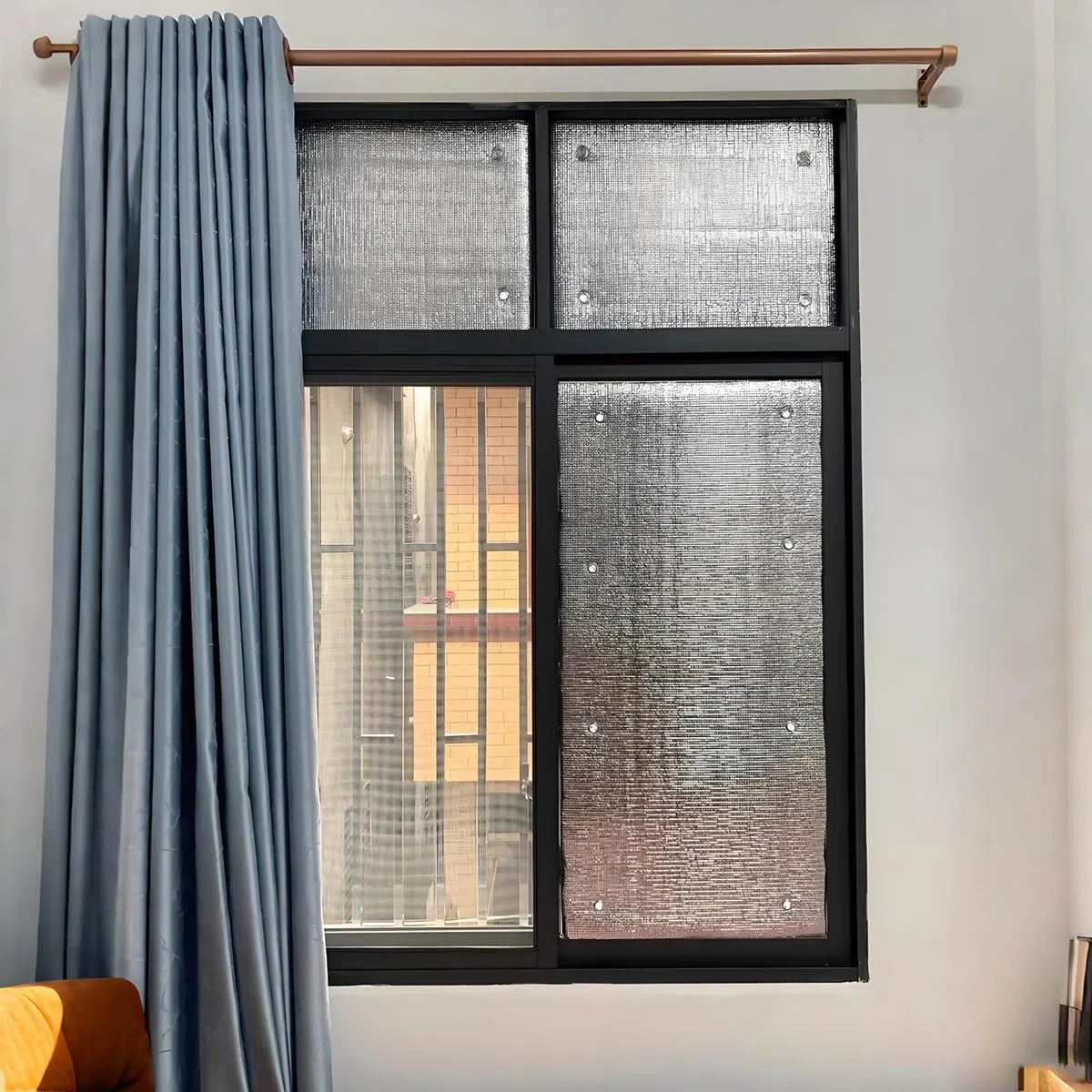 Película for Ventanas con protección Solar, Reflectante y térmica, lámina de Aluminio de 8 mm con Aislamiento térmico, Tinte Opaco Anti-UV y ventosas(80 x 130cm)