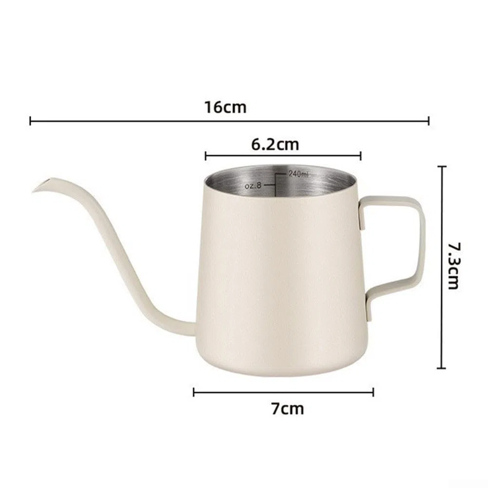 Hervidor de cuello de cisne, hervidor de café de acero inoxidable plateado hecho a mano, jarra de té y agua con boquilla de flujo de precisión (250 ml graduado), 58B2P42JO9L77RFG1R310ZV2080