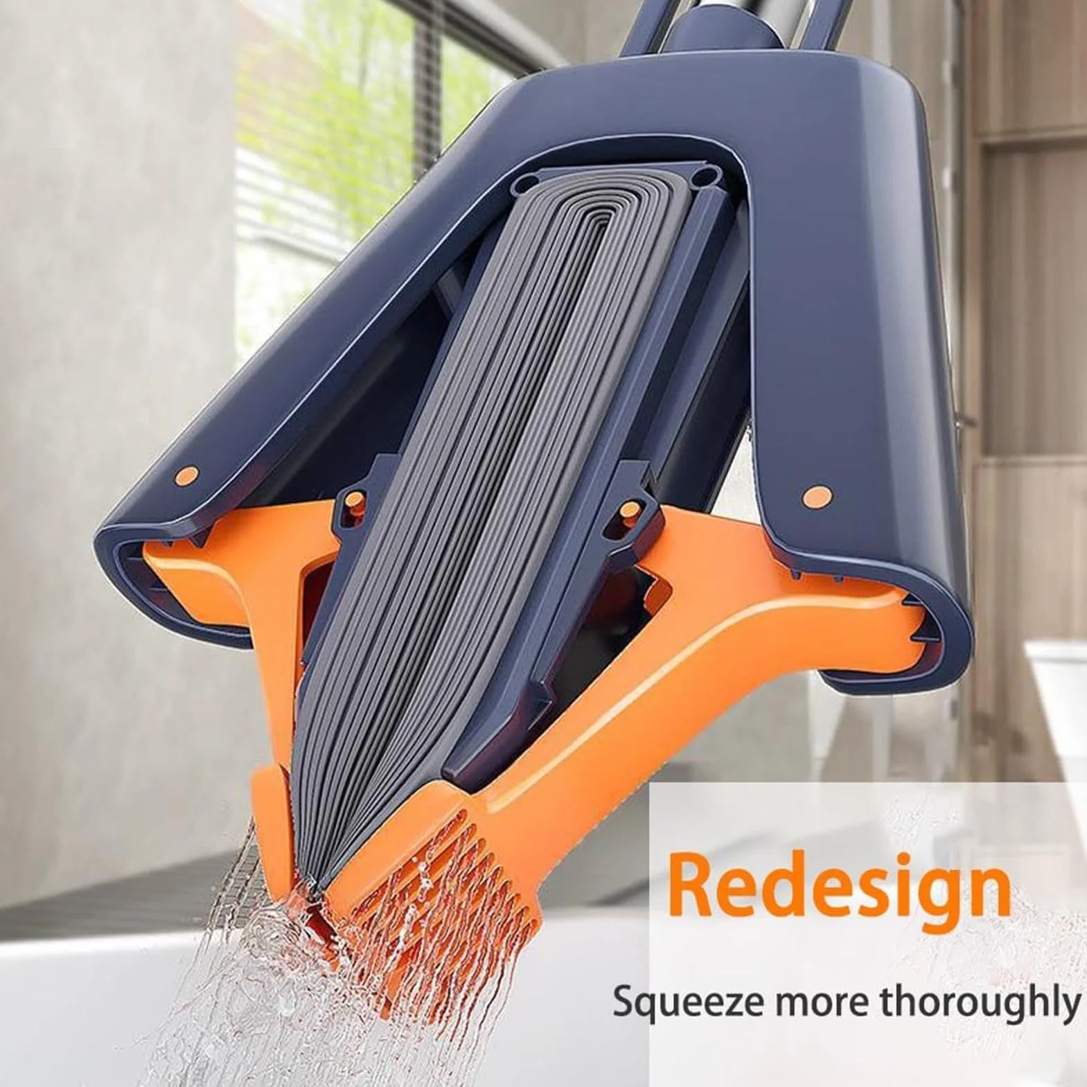 Fregona con rodillo para piso, fregona de piso de esponja de PVA, mango ajustable simplificado, esponja de PVA con agujero para colgar, 2 cabezales de esponja, fregona absorbente para balcón, cocina