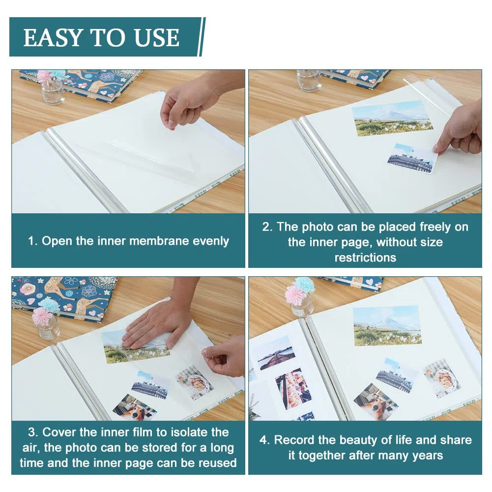 AHANDMAKER 10 hojas de recambio autoadhesivas, álbum de fotos de 12 x 10 pulgadas, página interior autoadhesiva, con dos agujeros, protectores de recambio para álbum de fotos de archivo, regalo de