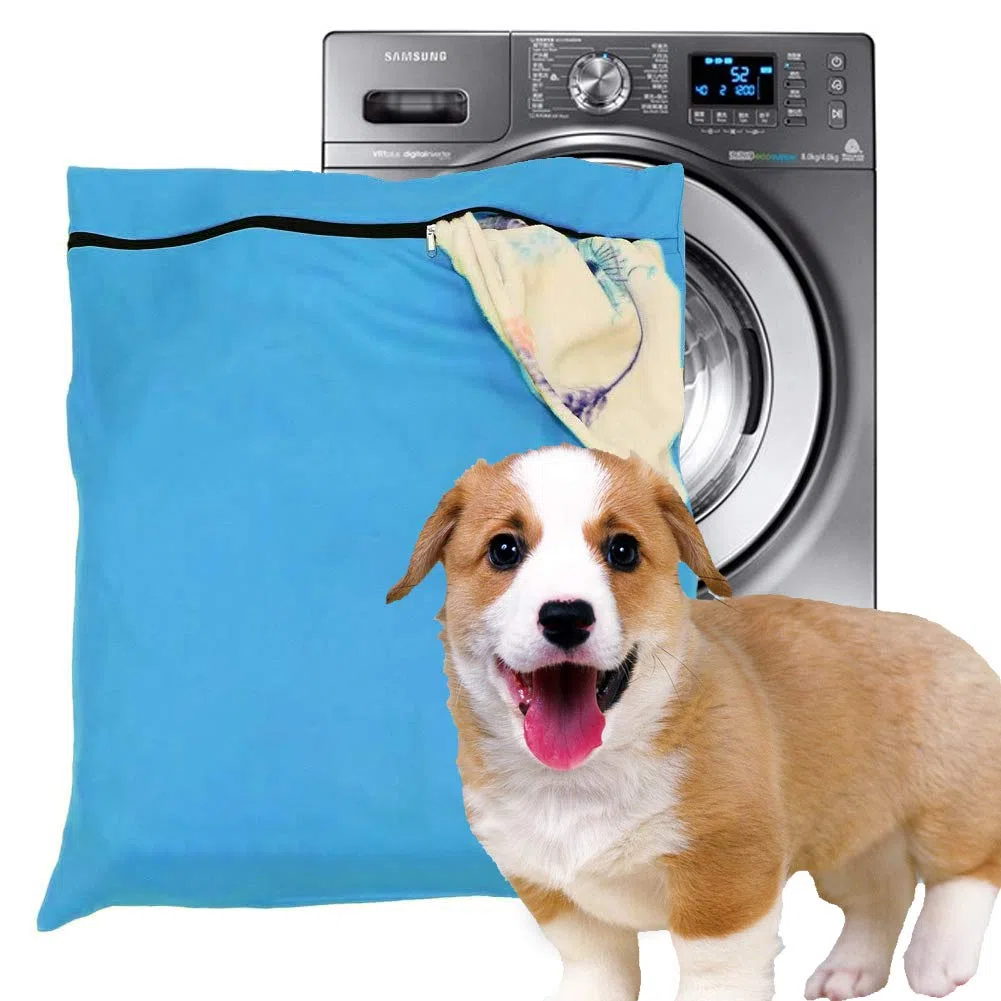 Bolsa de lavandería para mascotas, filtros azules, bolsa de lavado para lavadora con cremallera YKK para ropa de cama, mantas, toallas (Jumbo)
