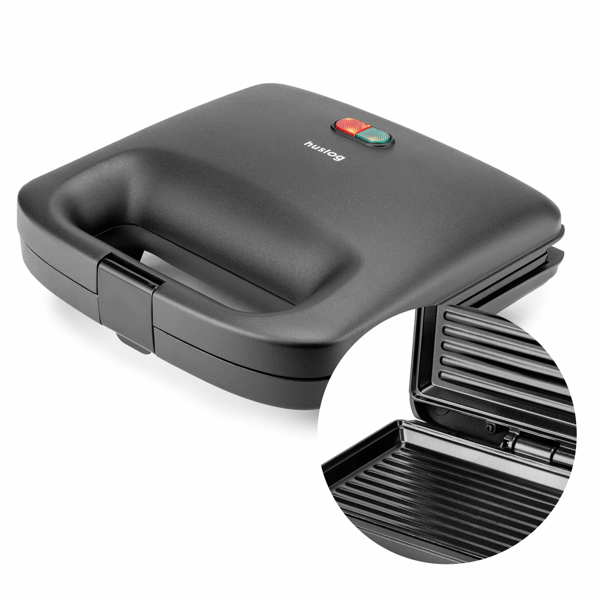 QuickBite - Tostadora de pan antiadherente 1000 W, panini y sándwiches, color negro