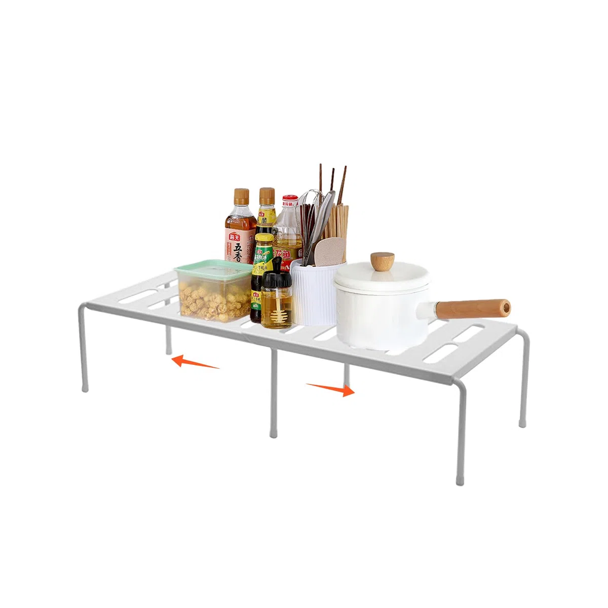 YUYTE Organizador de Estantes para Gabinete, Estantes de Almacenamiento Ajustables, Expandibles, Apilables, para Organizador de Armarios de Cocina con Orificios de Drenaje (WHITE)