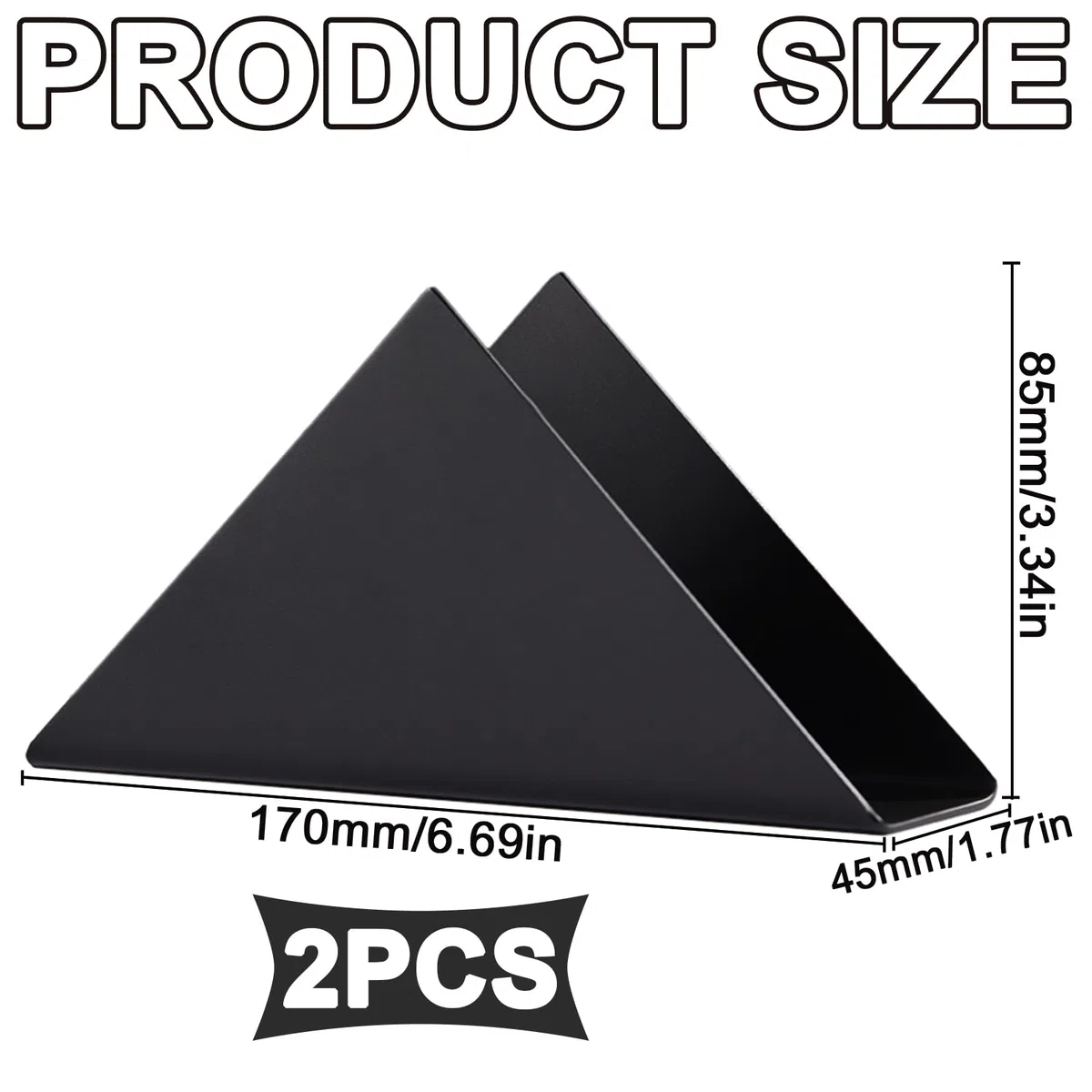 FAELNK 2 Pcs Servilletero Metal de Acero Inoxidable Vertical Negro Triangular para Encimeras Cocina Mesa Comedor Salón (Negro)