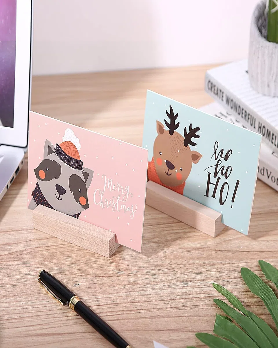 20 Piezas Soportes para Tarjetas de Madera, para números de mesa, para fotos, Rectangular para Visita Boda Banquete Celebración Fiesta