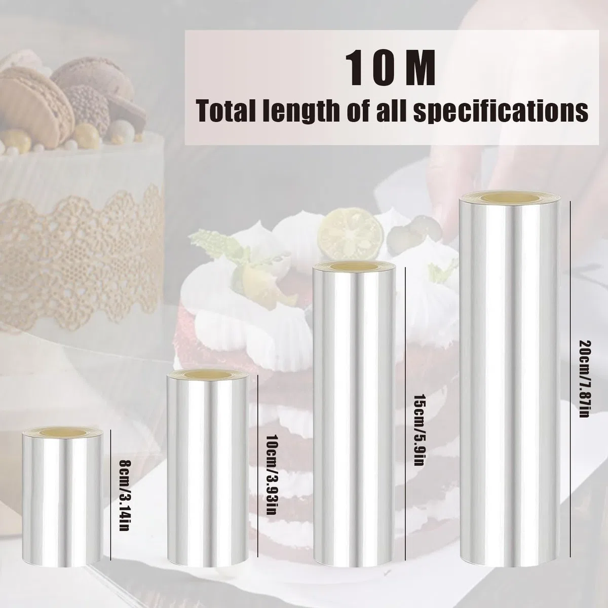 4 Rollo Acetato Transparente 8/10/15/20cm *10m Acetato ReposteríA LáMina Acetato Gruesas LáMina para Borde De Tartas para Tartas Mousse Chocolate