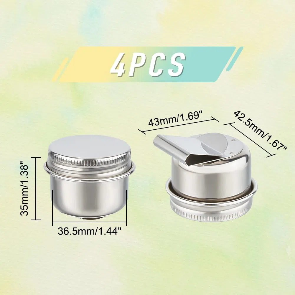 UNICRAFTALE 4 Pieza de Acero Inoxidable Pintura Al Óleo Taza Paletas Contenedor Taza Metal Cazo Pintura Recipiente Contenedor con Tapa Y Clip Boca Grande Solo Cazo Paleta Taza para Dibujar