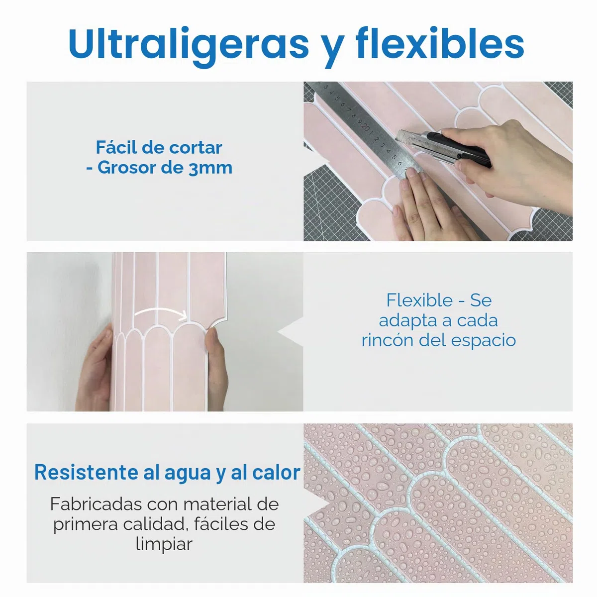 COMSTICKC Azulejos Adhesivos 3D para Pared | 10-Piezas PVC Paneles Decorativos Mate Rosa 30x30cm | Autoadhesivos para Salpicadero Cocina, Baño | Fácil Instalación y Retirada