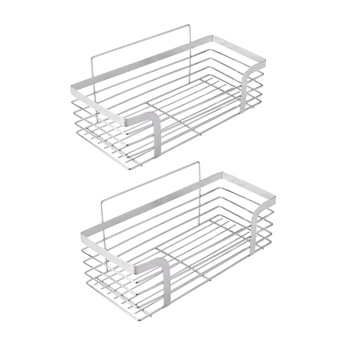 Ibergrif M34036A Estante de Ducha, Estantería Baño sin Taladros, Organizador Ducha Autoadhesivo, Montaje de Pared, 2 Piezas, Plata