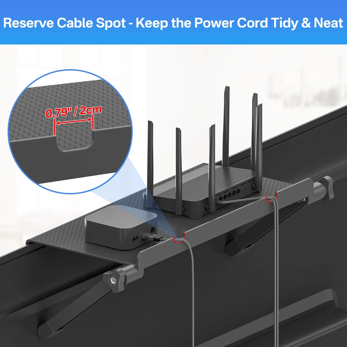 Dinghosen Estante superior de TV de plataforma de 13 pulgadas de ancho, estante ajustable para caja de cables, dispositivos de transmisión, enrutador y decoración del hogar, soporte superior de
