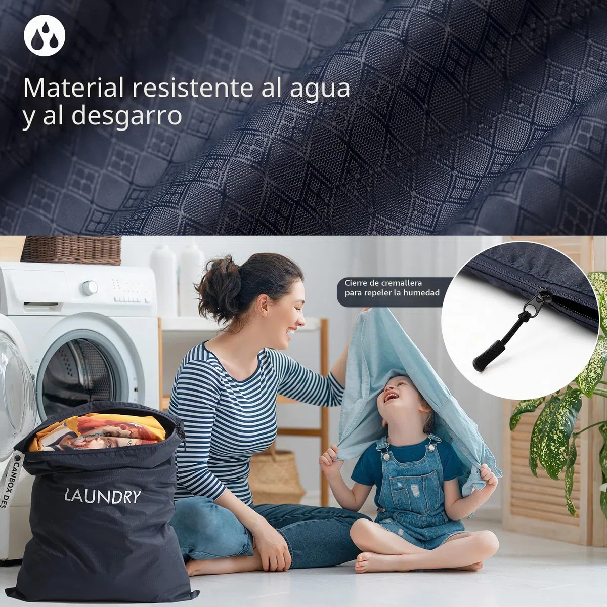 Bolsas de Lavandería, Impermeable Nylon Bolsa Ropa Sucia, 2Pcs Wet Dry Bag con Cremallera para Viajes, Fitness o Natación