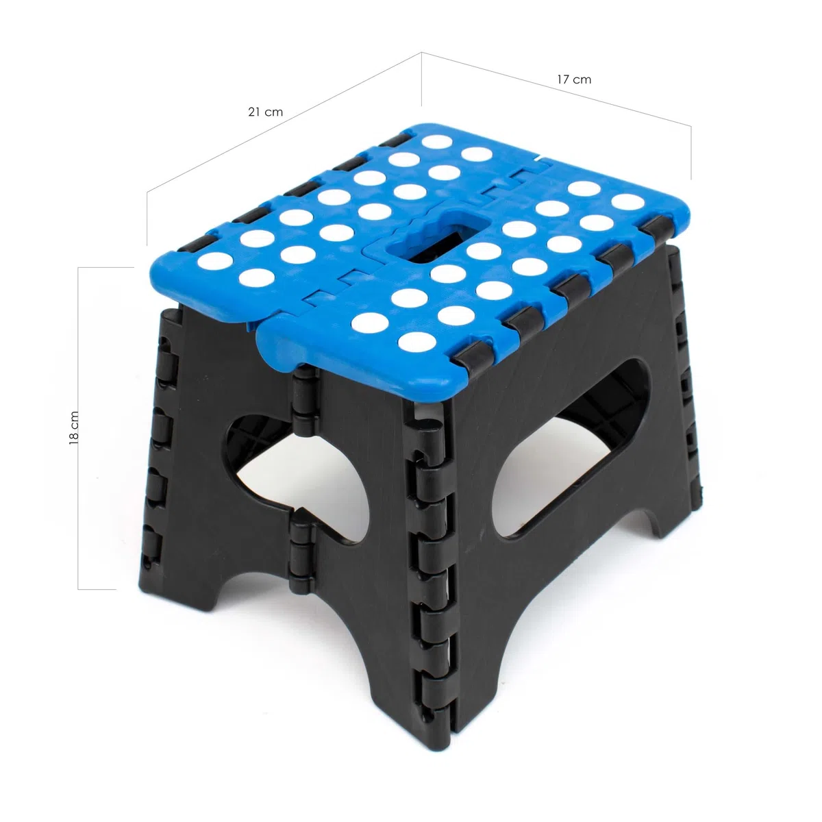 The Secret Home - Pack de 2 Taburetes Plegables Multiusos - Escalera Antideslizante de PVC - Altillo para Cocina, Baño o Dormitorio (Azul/Negro, 21x17x18)