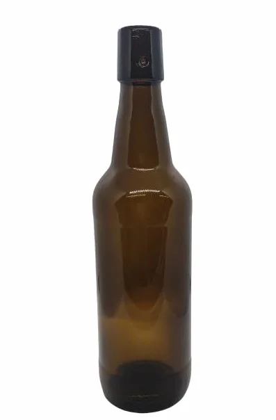 Botella de cerveza de cristal marrón de 500 ml con tapa abatible de plástico, 10 unidades.
