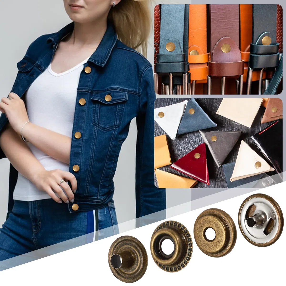 Amentalove 260Pcs Corchetes de Presion Metalicos,15mm Botones de Presion, Botones a Presion, Kit Cierre a Presión con 3 Herramientas, Corchetes de Presion Metalicos para Bolsos Jeans Ropa Tela