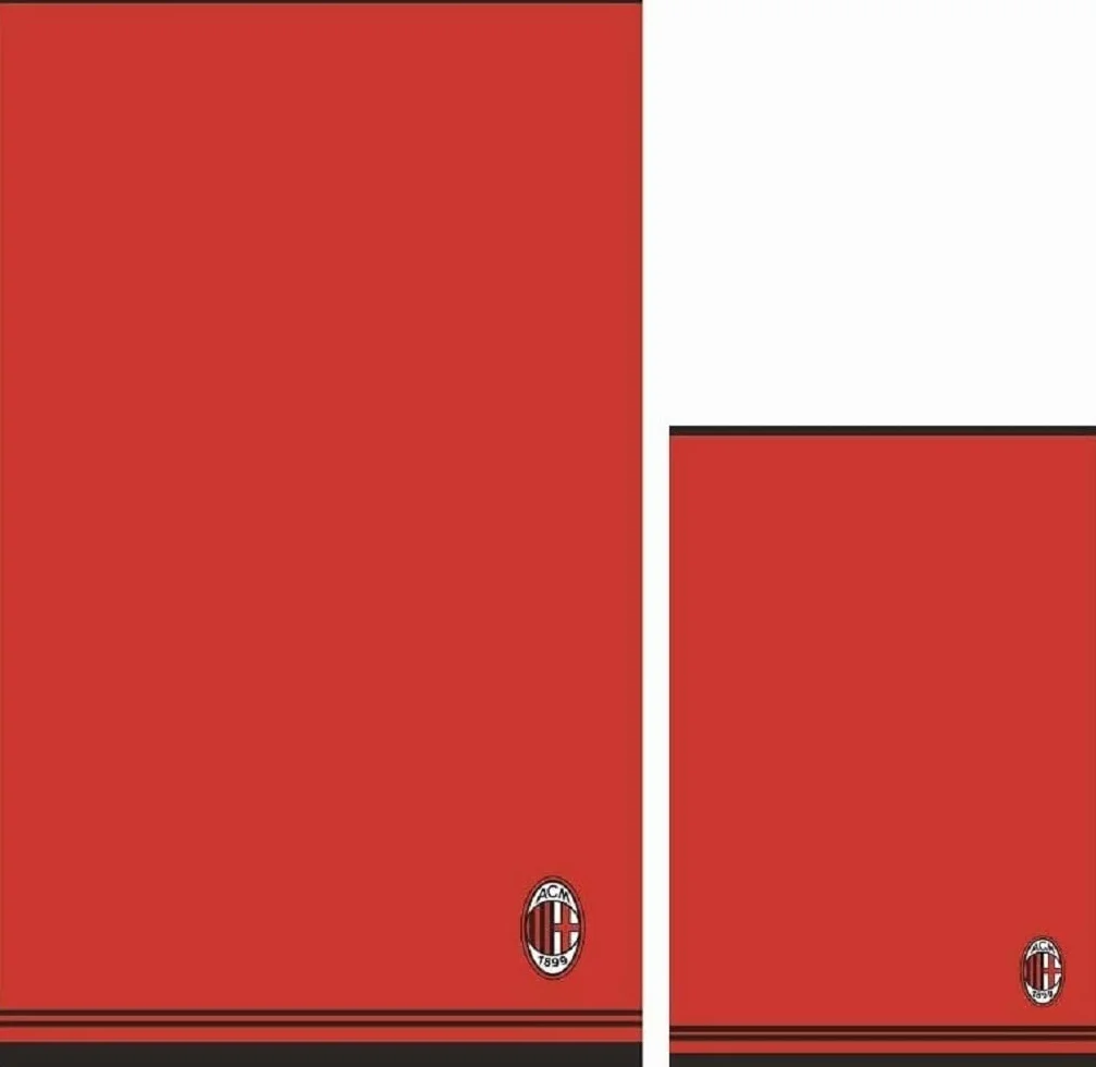 AC Milan Juego de toallas/100% algodón de Rizo, Color Rojo/Negro, 100 cm x 60 cm x 1 cm