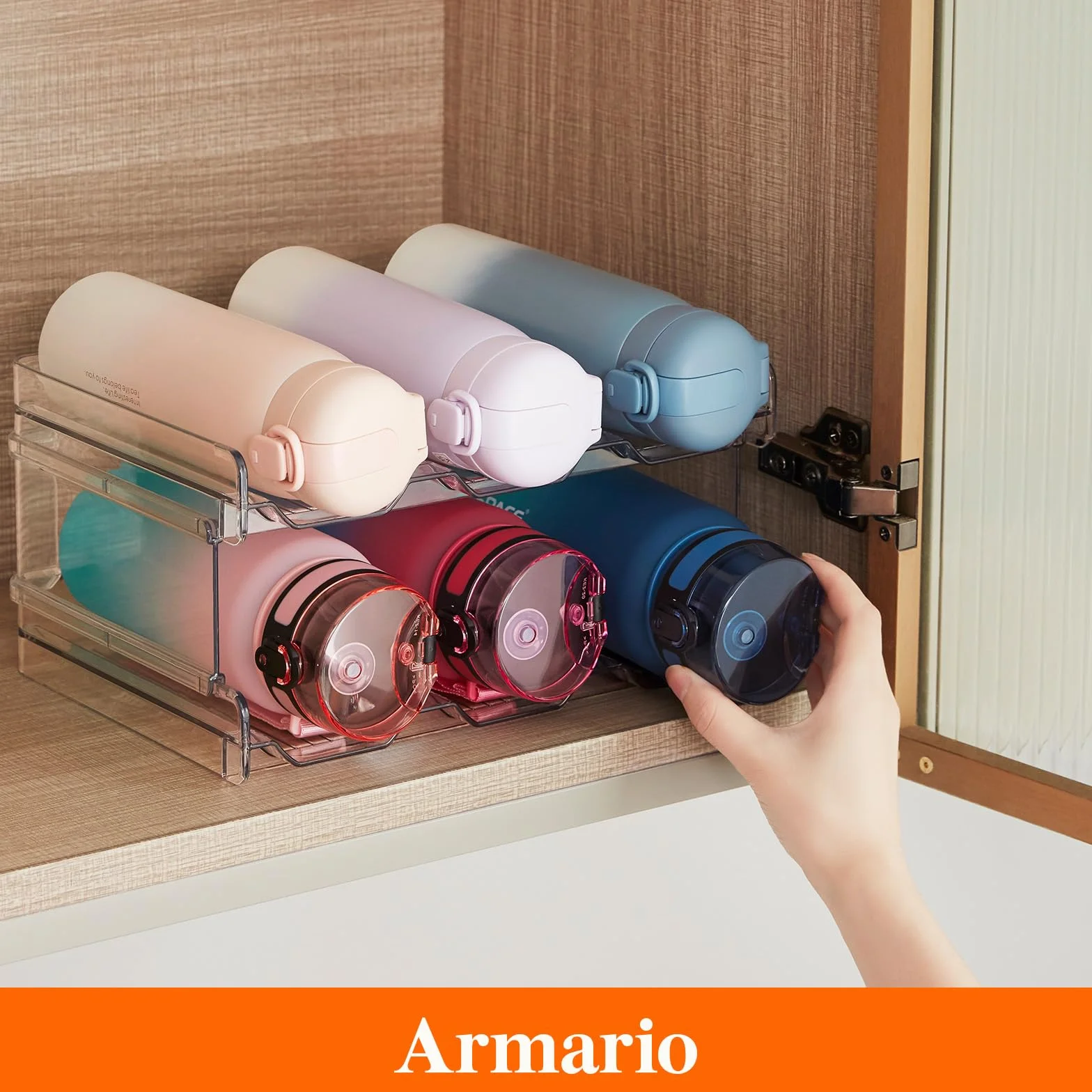 Lifewit Organizador de Botellas de Vino y Agua Apilable para Armario, Frigorífico, Despensa - Portabotellas de Plástico para Almacenar en Encimera, Armario, Oficina - Pack de 2