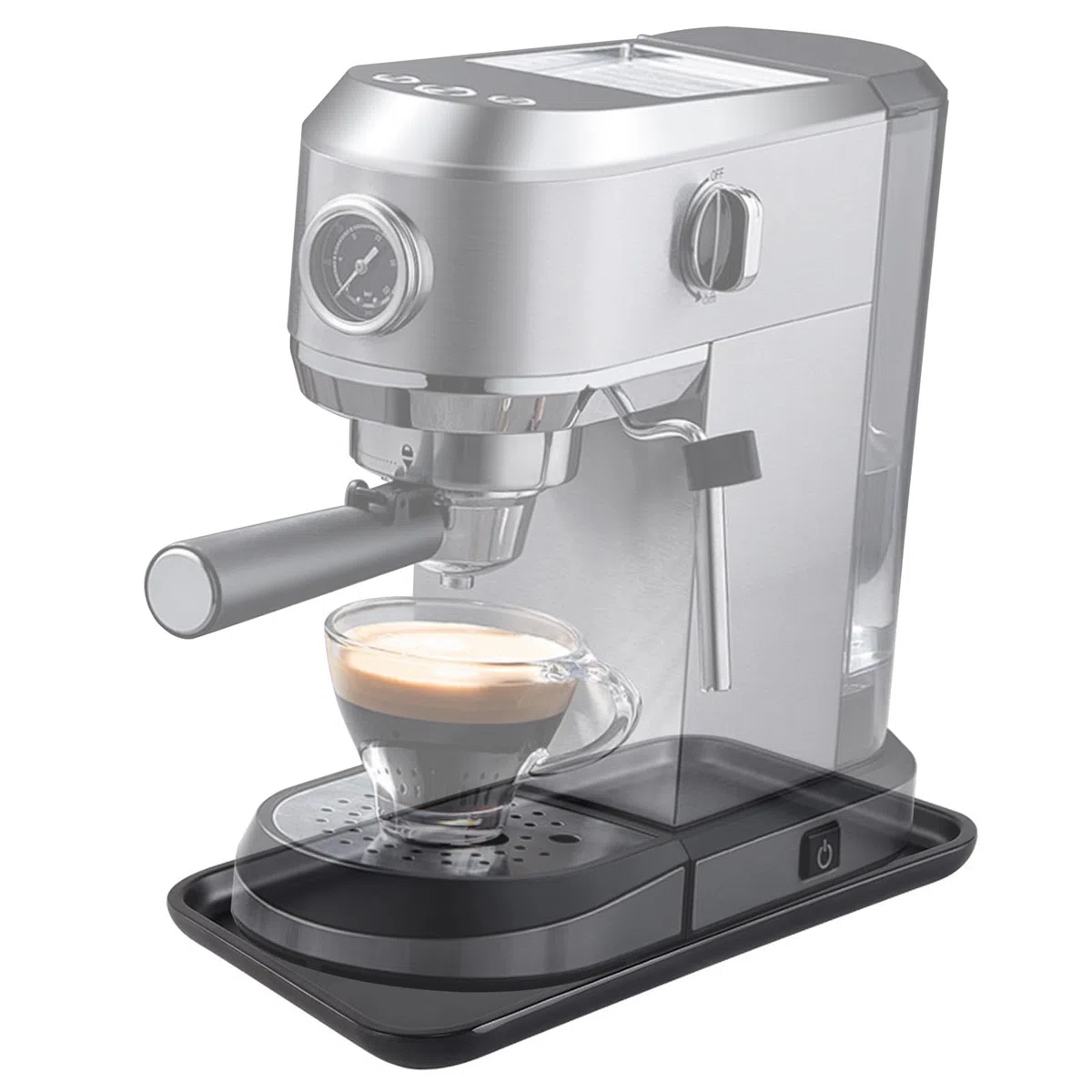Base para cafetera, bandeja negra, bandeja para cafetera, base deslizante para cocina, bandeja de café para encimera, 25 x 15 x 1,8 cm