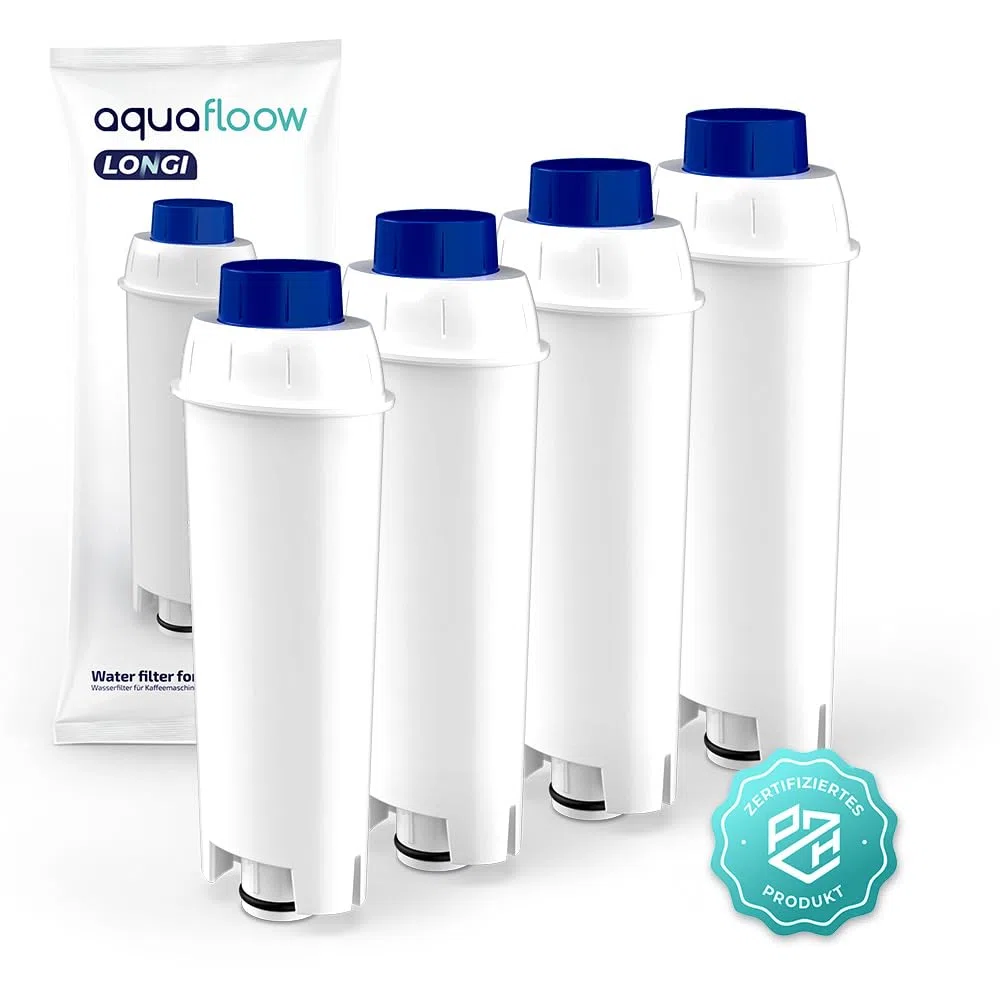 Aquafloow LONGI 4x Filtro de Agua para Máquinas de Café Delonghi Repuesto DeLonghi DLSC002, SER3017 y 5513292811 Compatible con ECAM, ESAM, ETAM Series | Cuidado y Protección para Cafeteras De'Longhi
