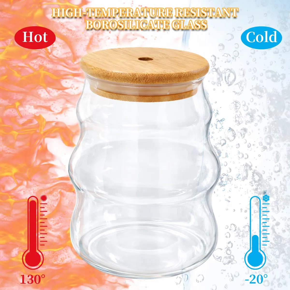 Juego de 2 Vasos de Café Cristal de Burbuja 530ml, Tazas de Vidrio Ondulado con Tapa y Pajita, Vaso Matcha Cristal para Latte, Café Helado y Cócteles, Incluye Cepillo (2)