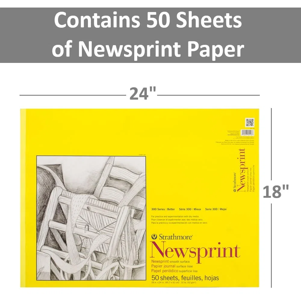 Pro-Art Carta da giornale Strathmore liscio Carta Pad 18 "X 24" - 32Lb 50 fogli