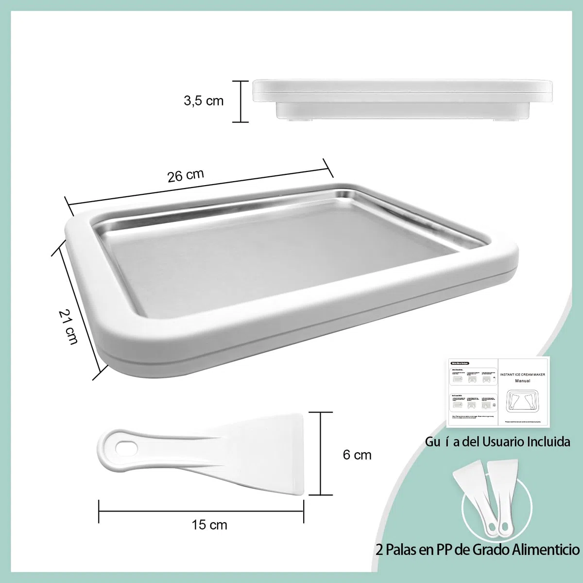 Heladeras Hacer Helado con 2 Espátulas, Maquina de Helados, Ice Cream Maker para Sorbete Yogurt congelado Gelato (blanco, Una talla)