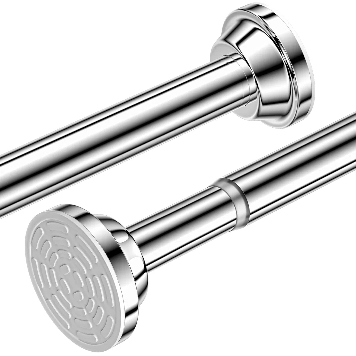 Barra Cortinas Ducha Extensible, Sin Taladros Barra Ducha Palo Cortina 70-195cm, Antióxido y Antideslizante Acero Inoxidable, Barra de Tensión para Baño, Dormitorio, Armario, Puerta