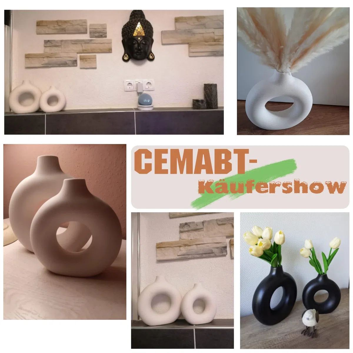 CEMABT juego de Jarrones para pampas, jarrones creativos para decoración moderna del hogar, florero hecho a mano, blanco mate, flores secas, casa, decoración.