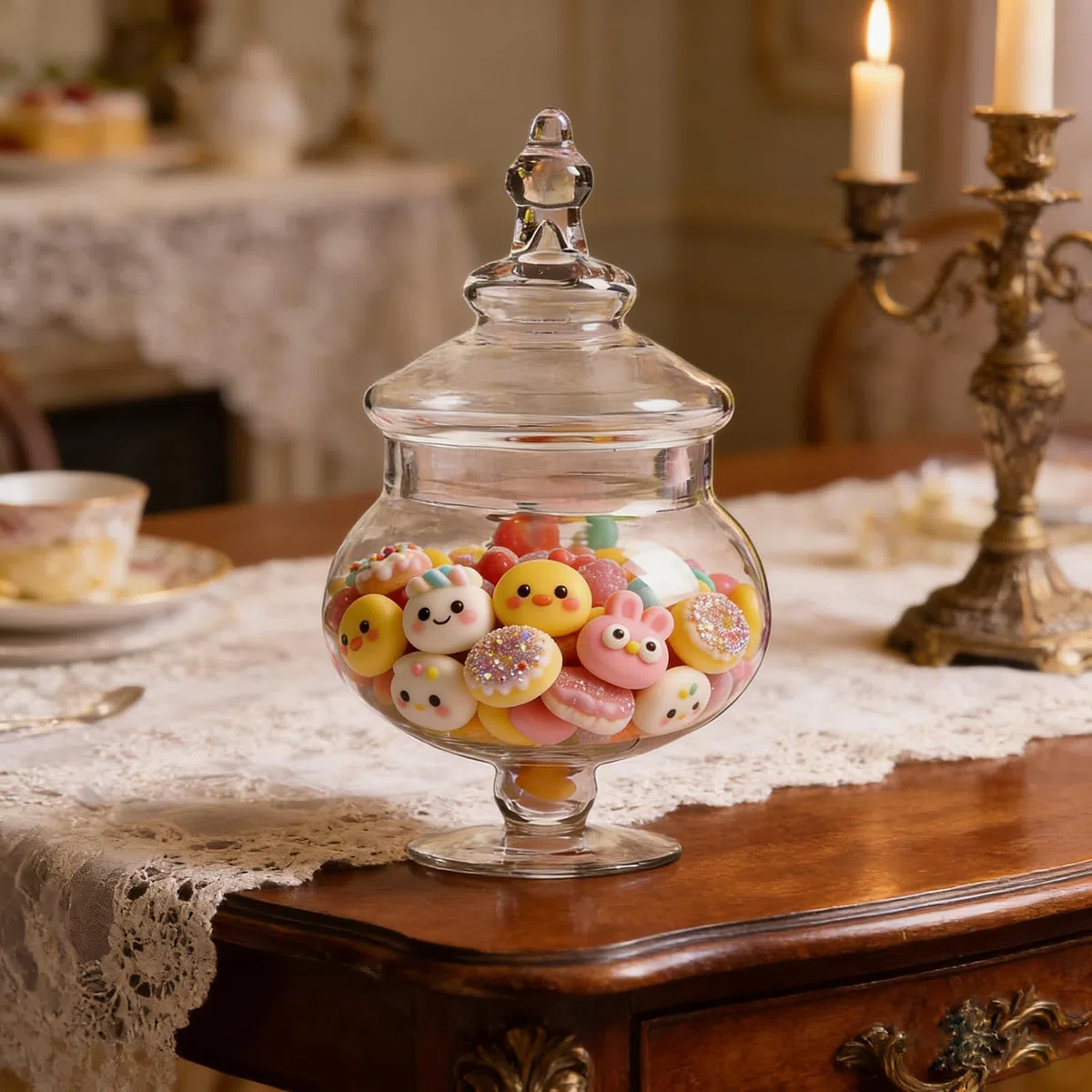 Bote de Cristal para Caramelos, Tarro De Dulces, Recipiente de Cristal con Tapa, Recipiente de Conservación de Alimentos Reutilizable para Galletas, Dulces, Gelatinas, Chocolate, Malvaviscos