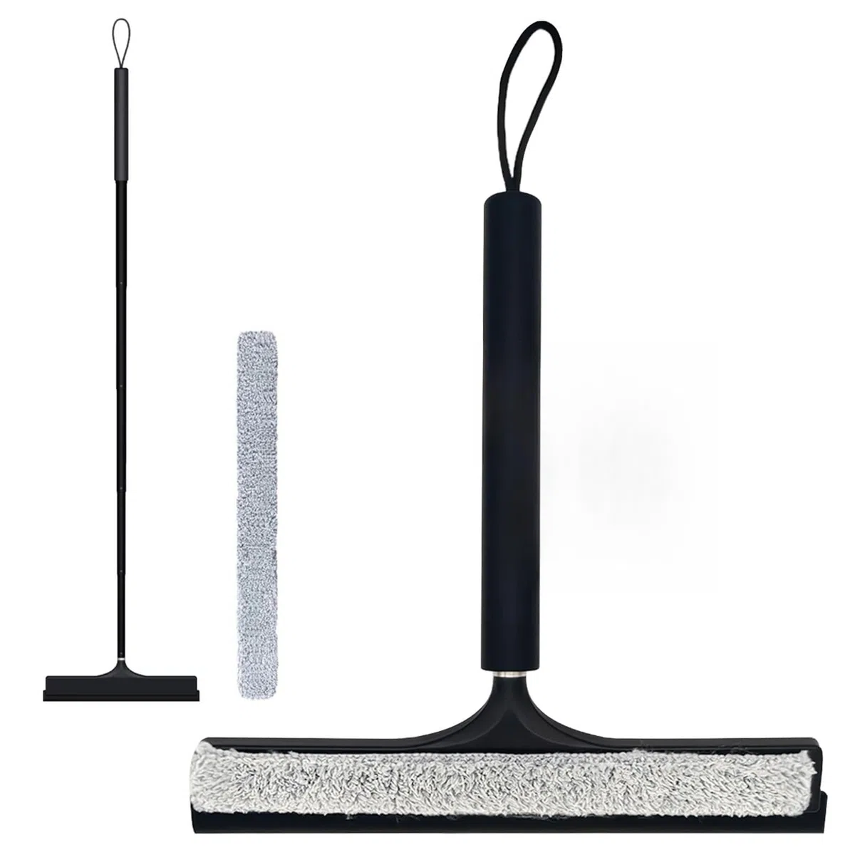Limpiacristales Ducha Extensible Limpiacristales Baño Hogar, Mango Retráctil Telescópico 120cm, Silicona Antideslizante, Rasqueta Goma, Limpieza Cristales Mamparas Espejos Ventanas (A)