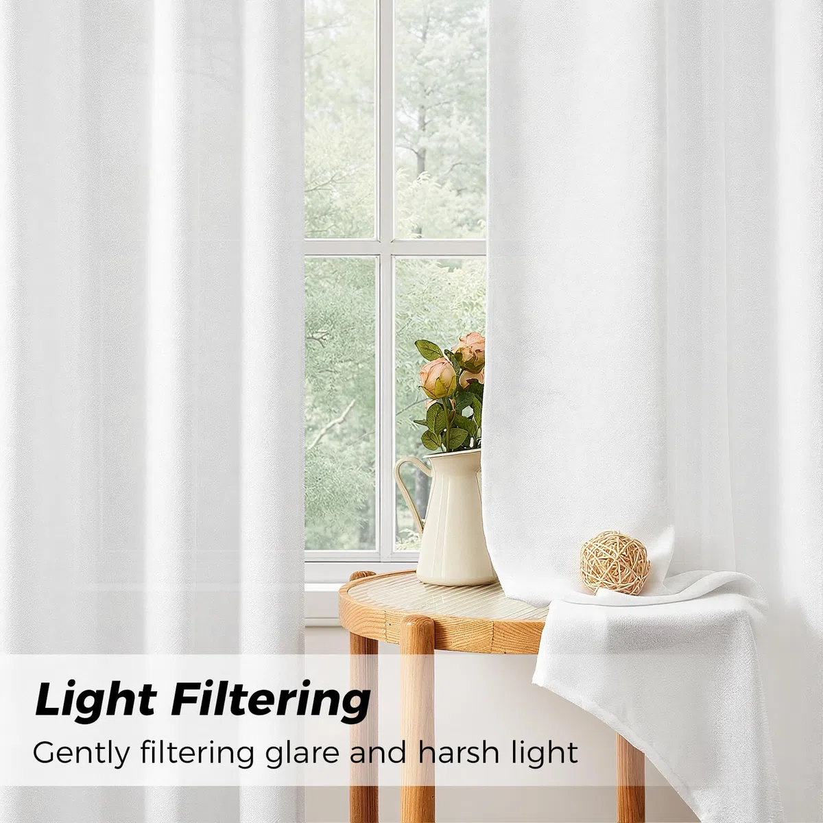 CUTEWIND Cortinas Largas de Lino Blancas Translucidas 140x240 CM Cortina Salon Modernas 2 Piezas Dormitorio Infantil Habitacion Juvenil Cocina Comedor Cortina Blanca Visillos Rusticas