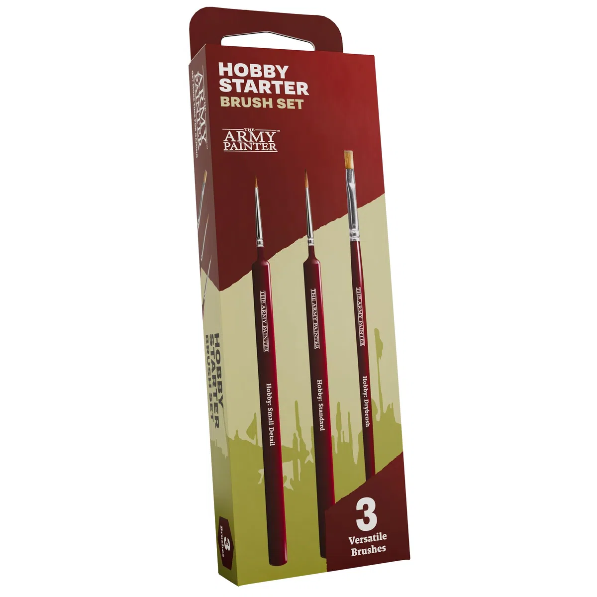 The Army Painter, Hobby Starter Brush Set, 3 Pinceles para Pintura Acrílica, incluye Drybrush, Pincel de Detalle Pequeño y Estándar, Pincel de Punta Fina para Miniaturas de Fantasía