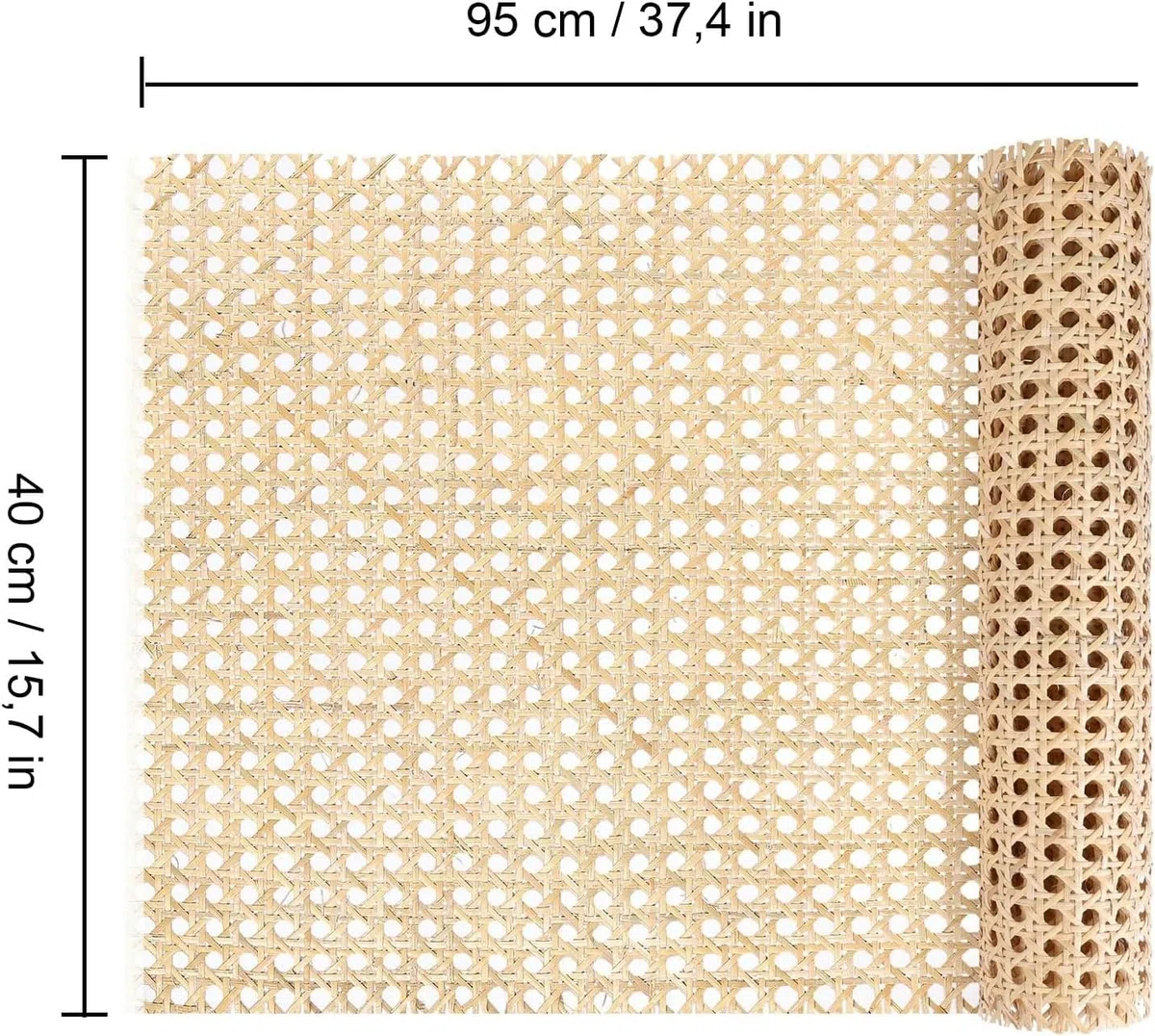 Rollo de ratán de correas de caña de 40x95 cm, trenza de ratán, ratán abierto tejido, decoración del hogar, trenza vienesa de muebles, para proyectos de azotes
