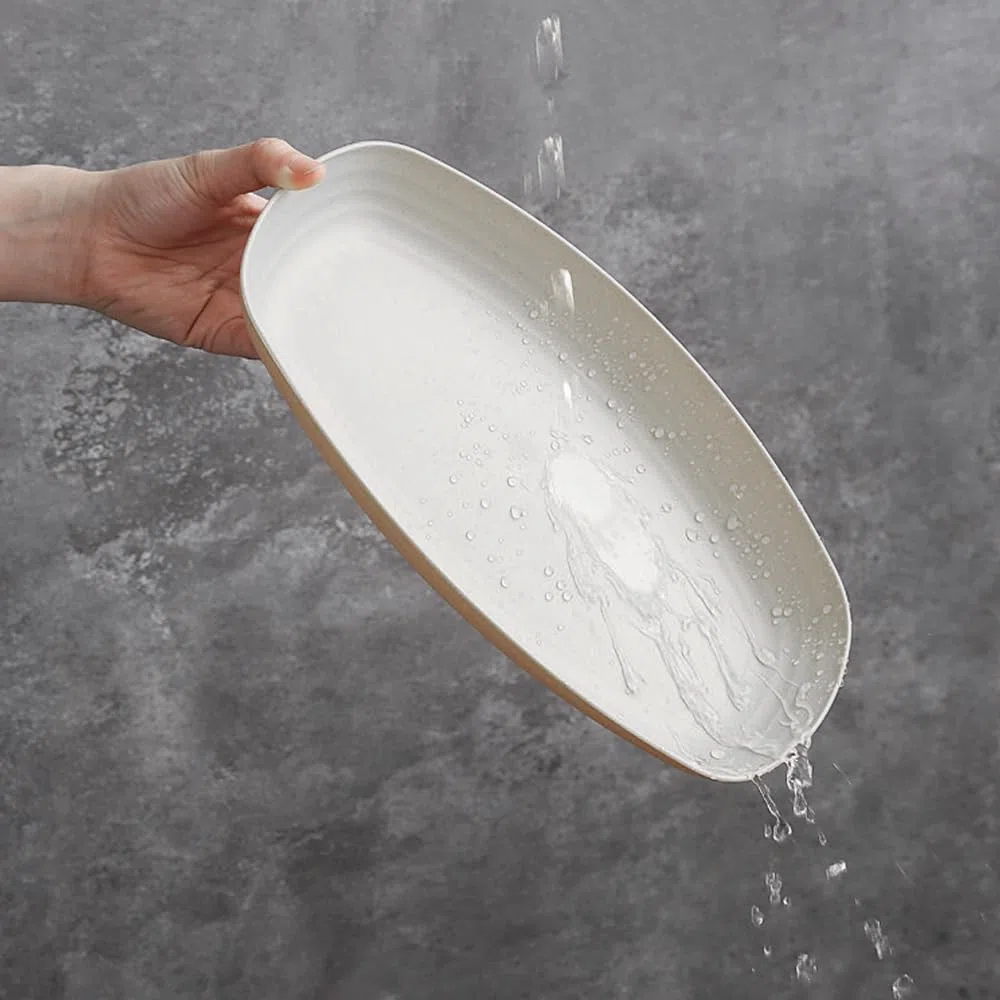 6 Piezas Platos de Plastico de 29.7cm, Ovalados Platos de Camping, Platos Plastico Duro Reutilizables, Irrompible, para Camping, Picnic