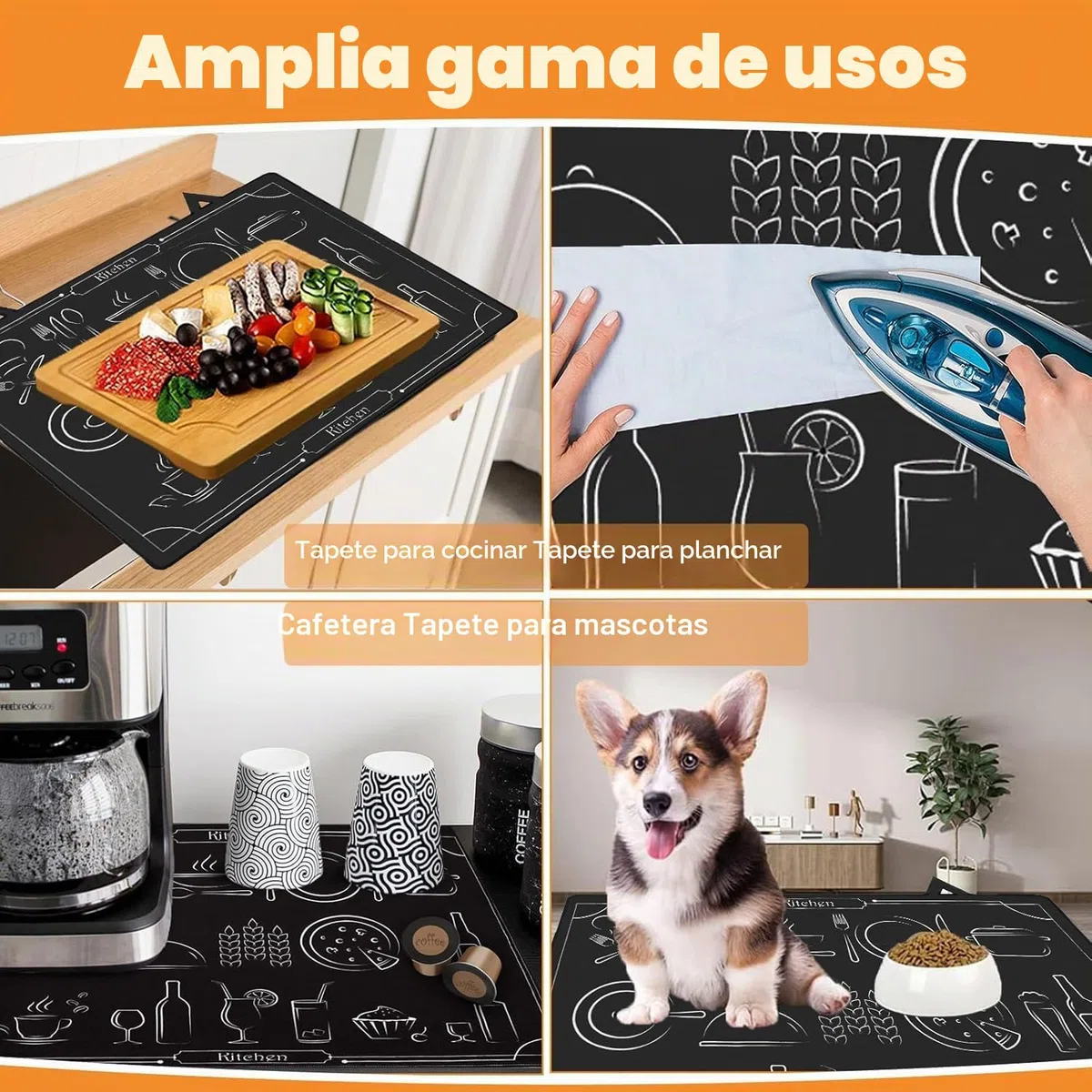 Alfombrilla Protectora para Cocina de Inducción 62x53cm, Placa de Cubierta de Cocina,Tapete de Inducción Silicona, Anti-Rasguños Antideslizantes Resistente al Calor para Placa de Inducción (figure)