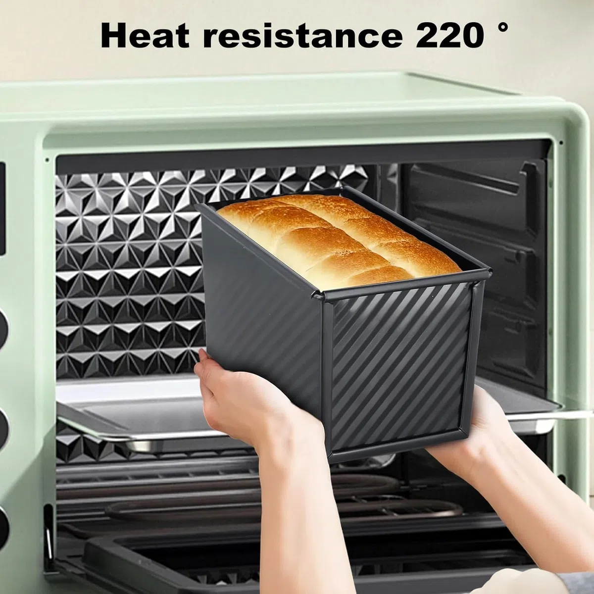 Molde para Pan Tostado con Tapa, Molde para Pan con Tapa de 450 g, Molde para Hornear Pan Antiadherente, para Tostadas, Bollería, Pan y Pasteles (21 x 11 x 11, 5 cm), Negro