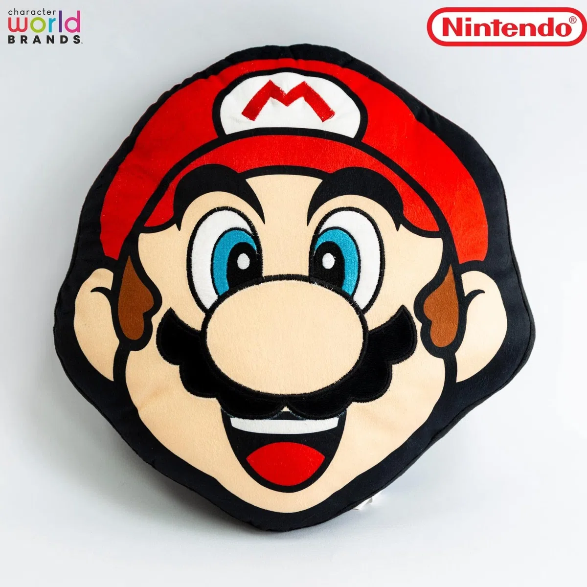 Character World Nintendo Super Mario - Cojín con Forma Oficial | Diseño apilable de Cara de Mario Head Face 40 x 36 cm, Almohada roja Dormitorio o el sofá