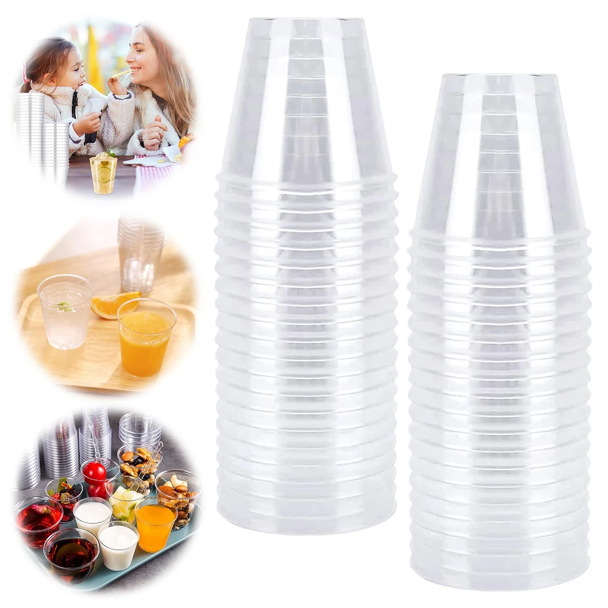 Giugio 50 vasos de chupito de plástico, 3 cl/30 ml, vasos de chupito, vasos de chupito transparentes de plástico, reutilizables, vasos de fiesta, vasos para cumpleaños, bodas, degustación