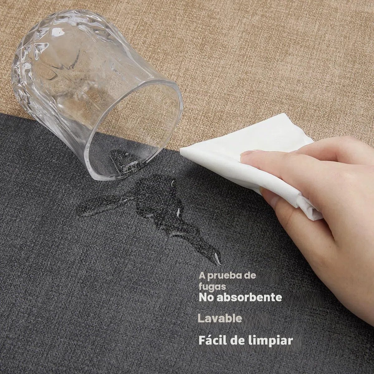 Myir JUN Manteles Individuales Plastico, Salvamanteles Individuales Antimanchas Lavables de Cuero, Antideslizantes Ipermeable Facil de Limpiar Mantel Individual (Juego de 4, Gris/Beige)