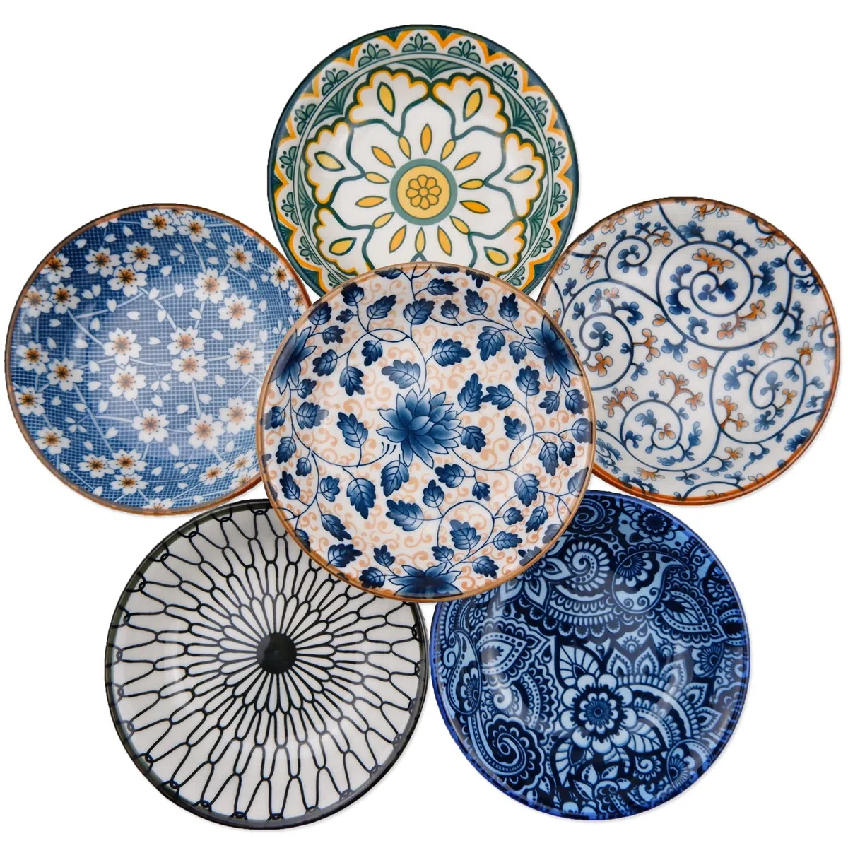 Cuencos de porcelana, Servier Set 6Pcs, Juego de Tapas, para Salsa, Sushi, Aperitivos, Diámetro 10 cm