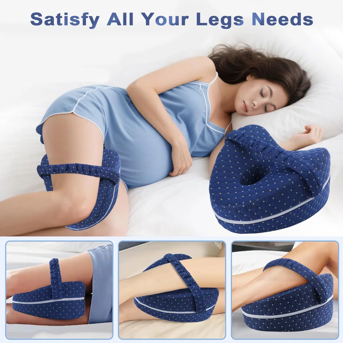 Cojin para Dormir Entre Las Piernas, Almohada para Piernas, Almohada Ortopédica De Espuma Viscoelástica Forma Corazón para Alineación De Cadera y Columna, para Ciática, Dolor De Espalda