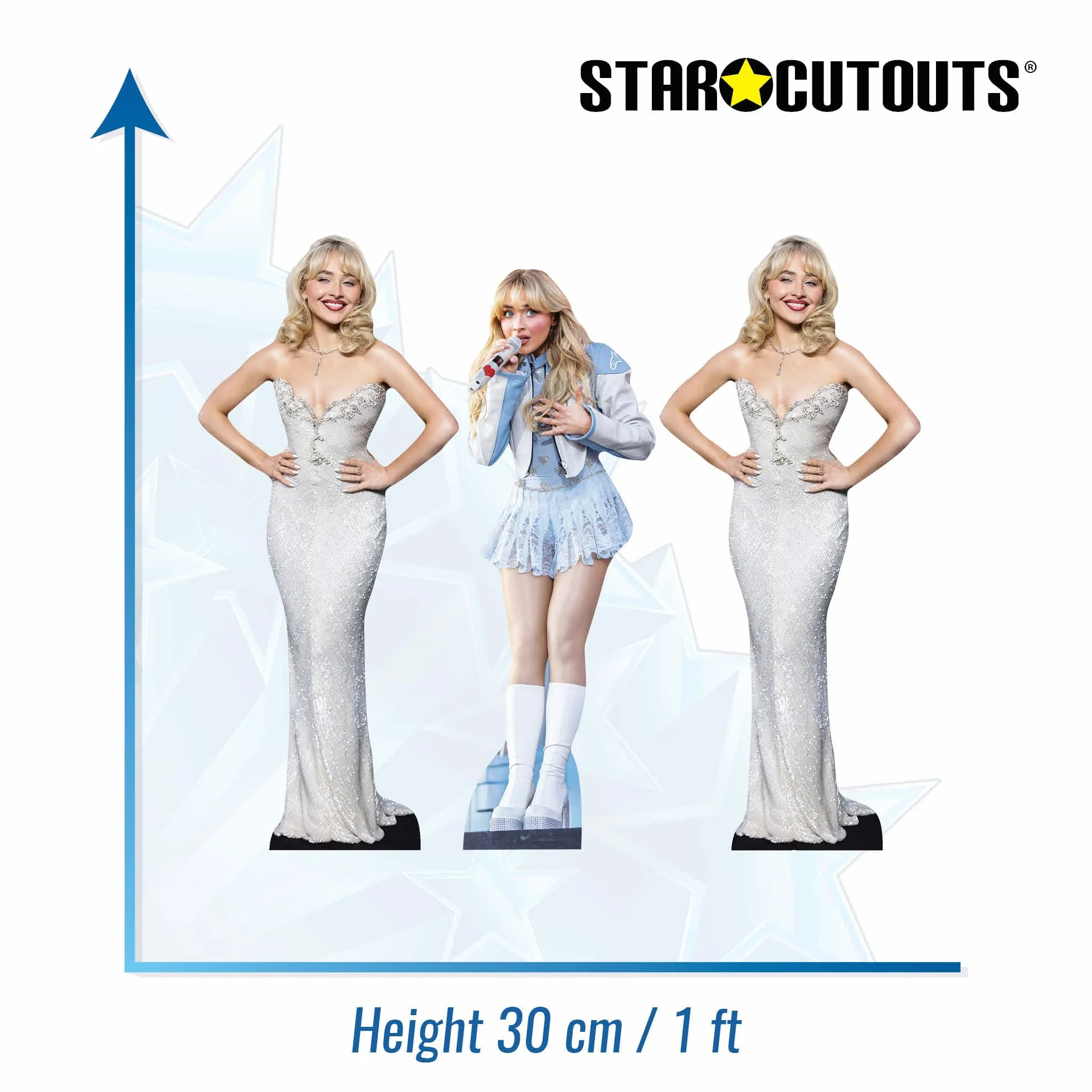 Star Cutouts CS1198 Sabrina Carpenter - Paquete de Recortes de cartón con Recortes de 30 cm de Altura, música, fanáticos, cumpleaños y Celebraciones
