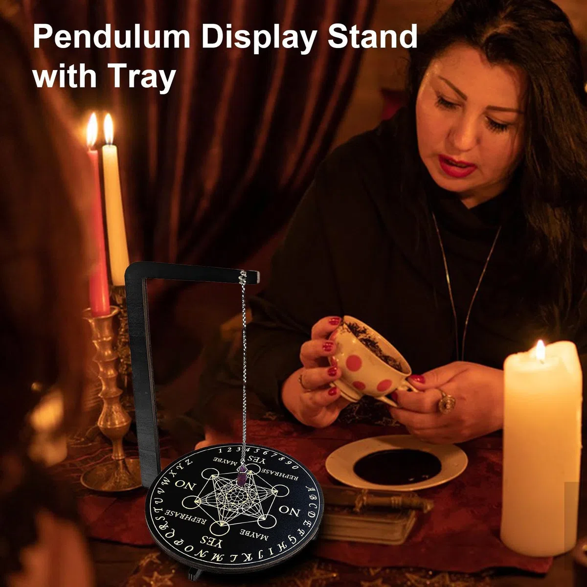 Soporte para Péndulo,Juego De Tablero De Adivinación con Péndulo - Suministros Verticales Místicos para Meditación Limpieza Espiritual Lectura De Tarot Configuración De Altar