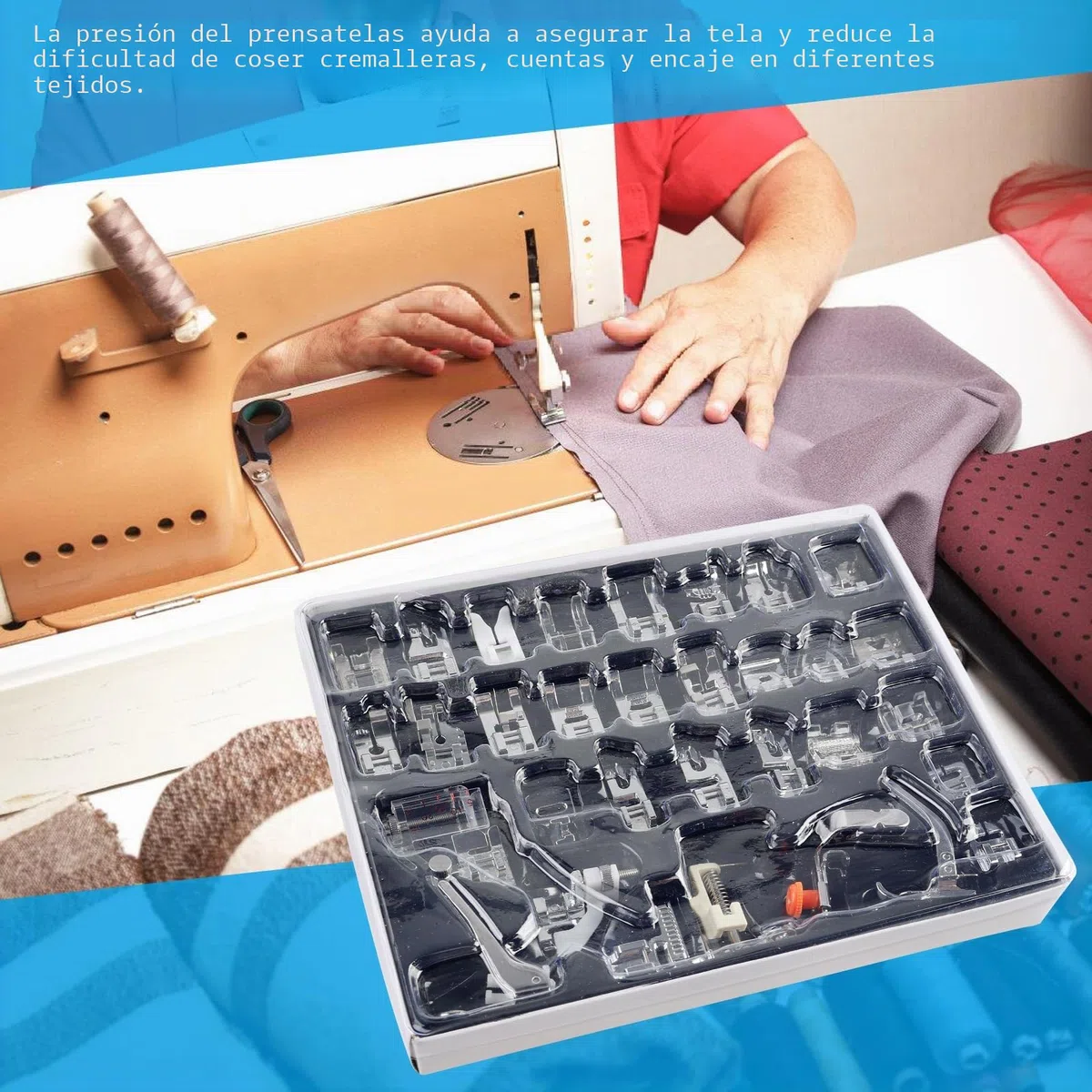 Juego de prensatelas para máquina de coser: 32 piezas prensatelas multifuncional, juego de accesorios para máquina de coser para Singer/Brother/Babylock/Necchi/New Home/Janome/Elna/Toyota