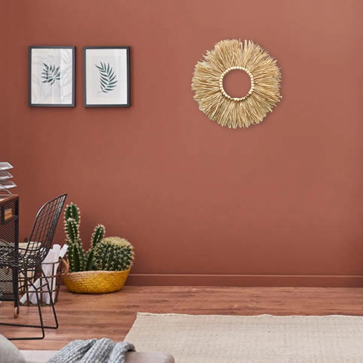Colgante de macramé boho tejido | Decoración de pared de rafia – Tejido bohemio portátil con aspecto texturizado para colgar en la pared, regalo, amigo del festival