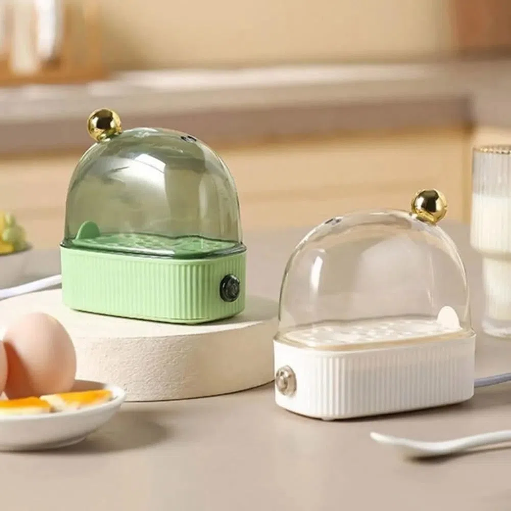 Hervidor de Huevos Eléctrico Automático, Hervidor Rápido de Huevos, Máquina de Desayuno, Hervidor de Huevos Multifunción para 2 Huevos, Enchufe Europeo, Color Verde.