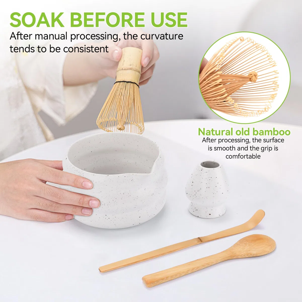 7 piezas Matcha Set,Te Matcha Kit con Cuenco de Matcha,Batidor de Bambú,Soporte para Batidor,Colador y Cuchara,Juego de Batidor de Matcha para Preparar Matcha y Ceremonias del Té