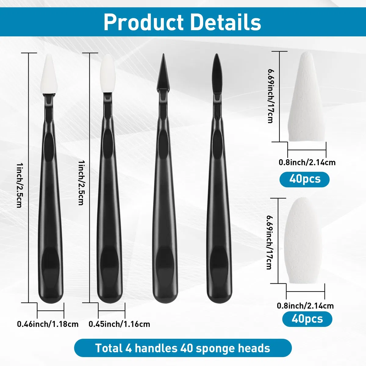 AGPTEK 84 Pcs Difuminadores de Dibujo para Bocetos, Lapices de Difuminos Artístico, 80 Puntas de Esponja Reemplazables, Boceto Esponja Limpiaparabrisas, para Estudiantes Artistas Carbón Boceto