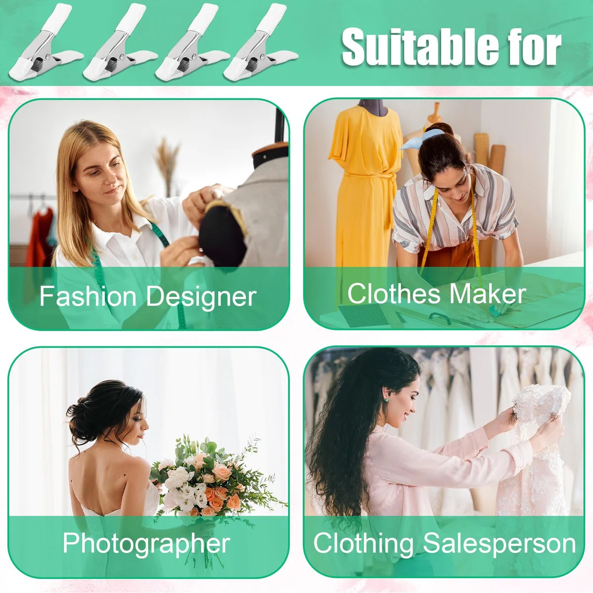 4uds Pinzas para Vestidos de 10,6cm, Ideales para Vestidos Novia Costureras Maniquíes Diseñadores de Moda y Fotógrafos