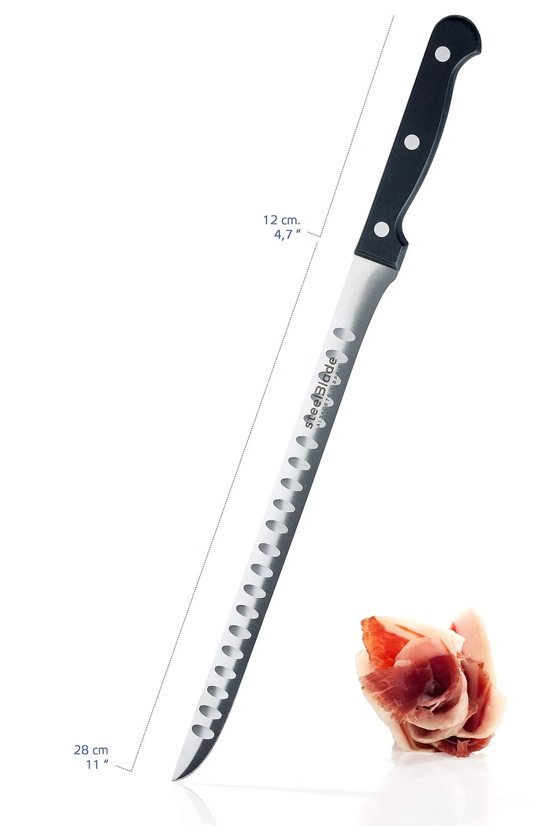 Cuchillo Jamonero Modelo Germany de 28 cm de Hoja Alveolada en Acero Inoxidable.