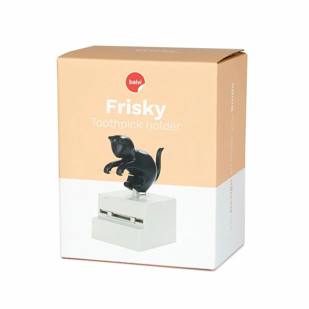 Balvi Palillero Frisky Color Negro Dispensador de palillos en forma de gato curioso Plástico